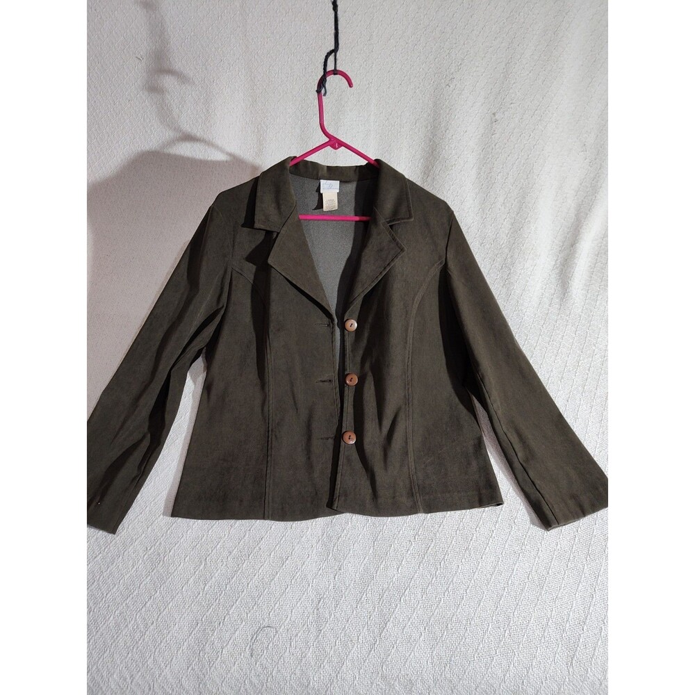 Army Green Ship And Shore Large Women's Jacket Polyester Spandex Smooth Finish